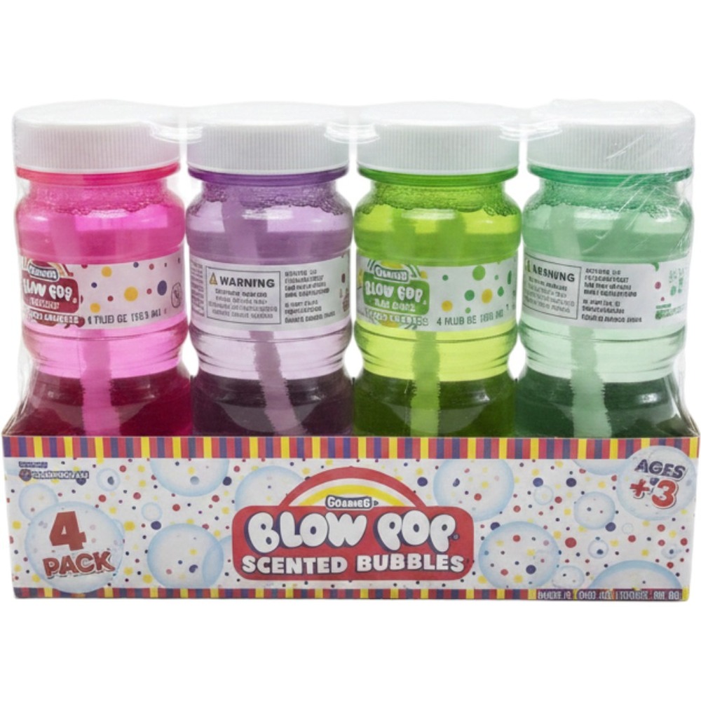 Goabie6 Blow Pop Scented Bubbles 4 Pack Pink Purple Green Blue Kids Party Favors